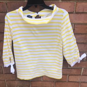 Yellow and White Boatneck Talbots Tee